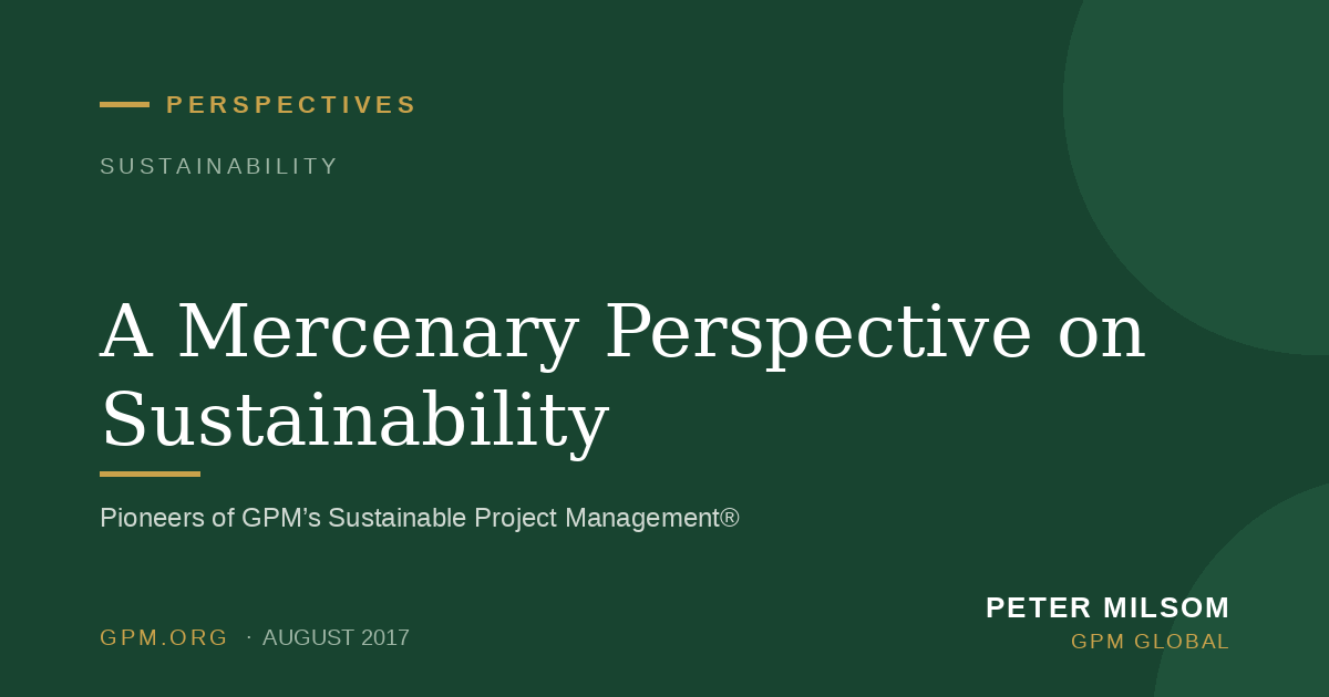 A Mercenary Perspective on Sustainability