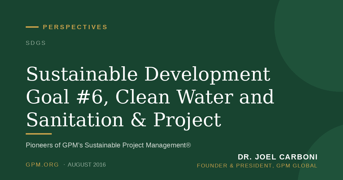 Sustainable Development Goal #6, Clean Water and Sanitation & Project Management